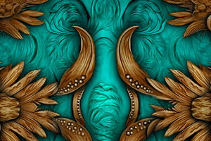 Cowhide Western Turquoise Digital