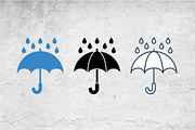 Blue Rain Umbrella Icons, an Outline Icon by Artonix (Thumbnail 2 of 2)