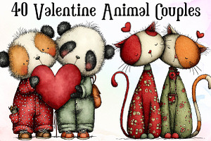Whimsical Valentine Animal Couples C, an Illustration by Sublimation Artist