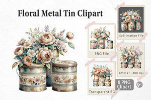 Floral Metal Tin Clipart, a Graphic by Artnoy