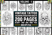 200+ Vintage Tattoo Coloring Pages, a Decorative Illustration by Design Station (Thumbnail 1 of 3)