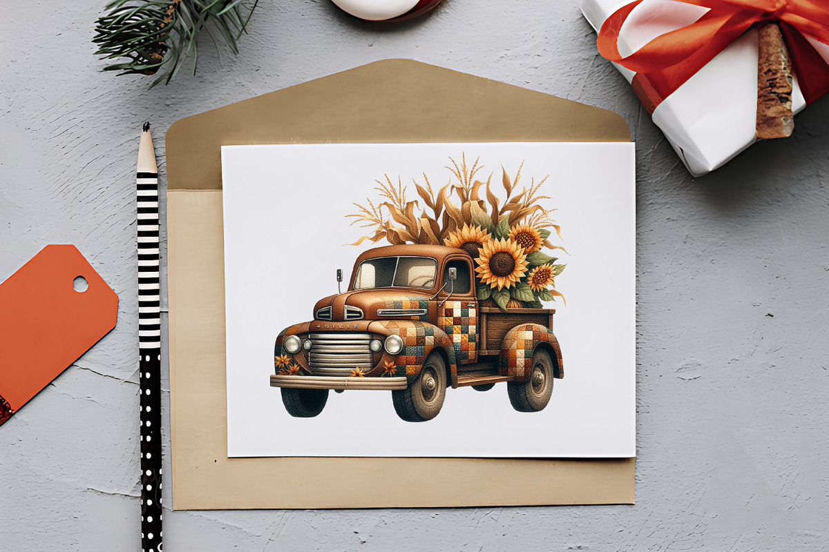 Fall Patchwork Truck Clipart, an Illustration by RobertsArt (Photo 5 of 7)