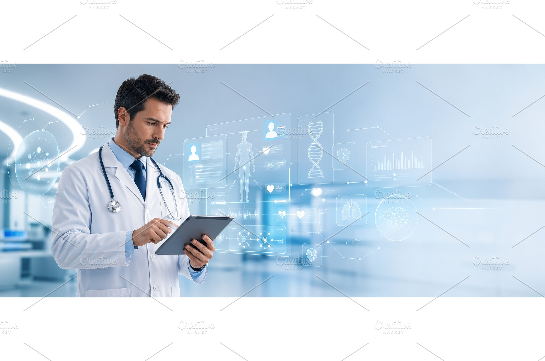 Doctor using a digital tablet with, a Health & Medical Photo by ZinetroN