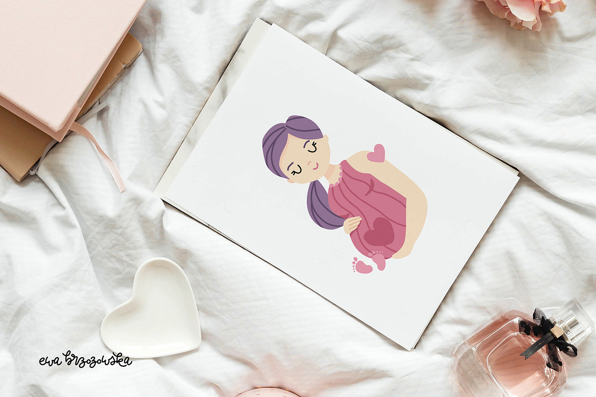 Mom and baby - pattern & cliparts, a Healthcare Illustration by Brzozowska (Photo 4 of 9)