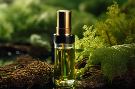 Cosmetic bottle mockup on natural green outdoors botanical backg, an Abstract Photo by Natalia Klenova's Shop