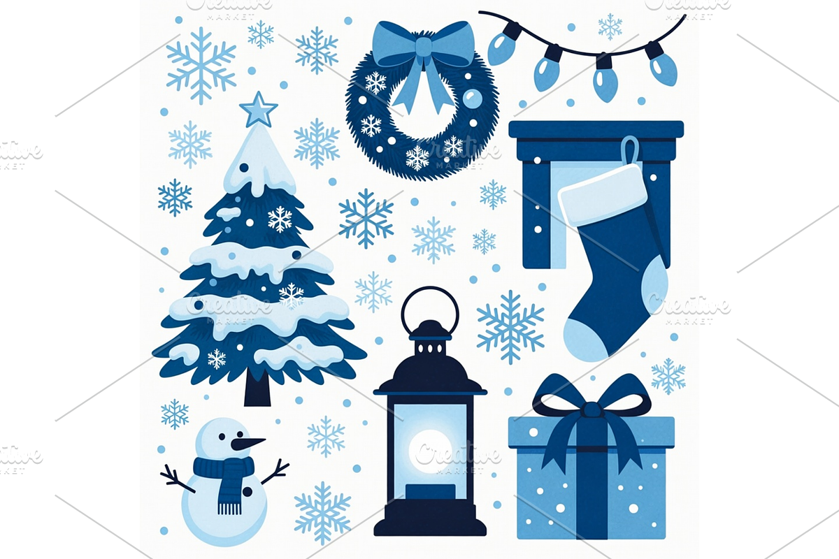 Christmas Winter Blue Snow clipart, a Seasonal Illustration by Creative design (Photo 6 of 7)