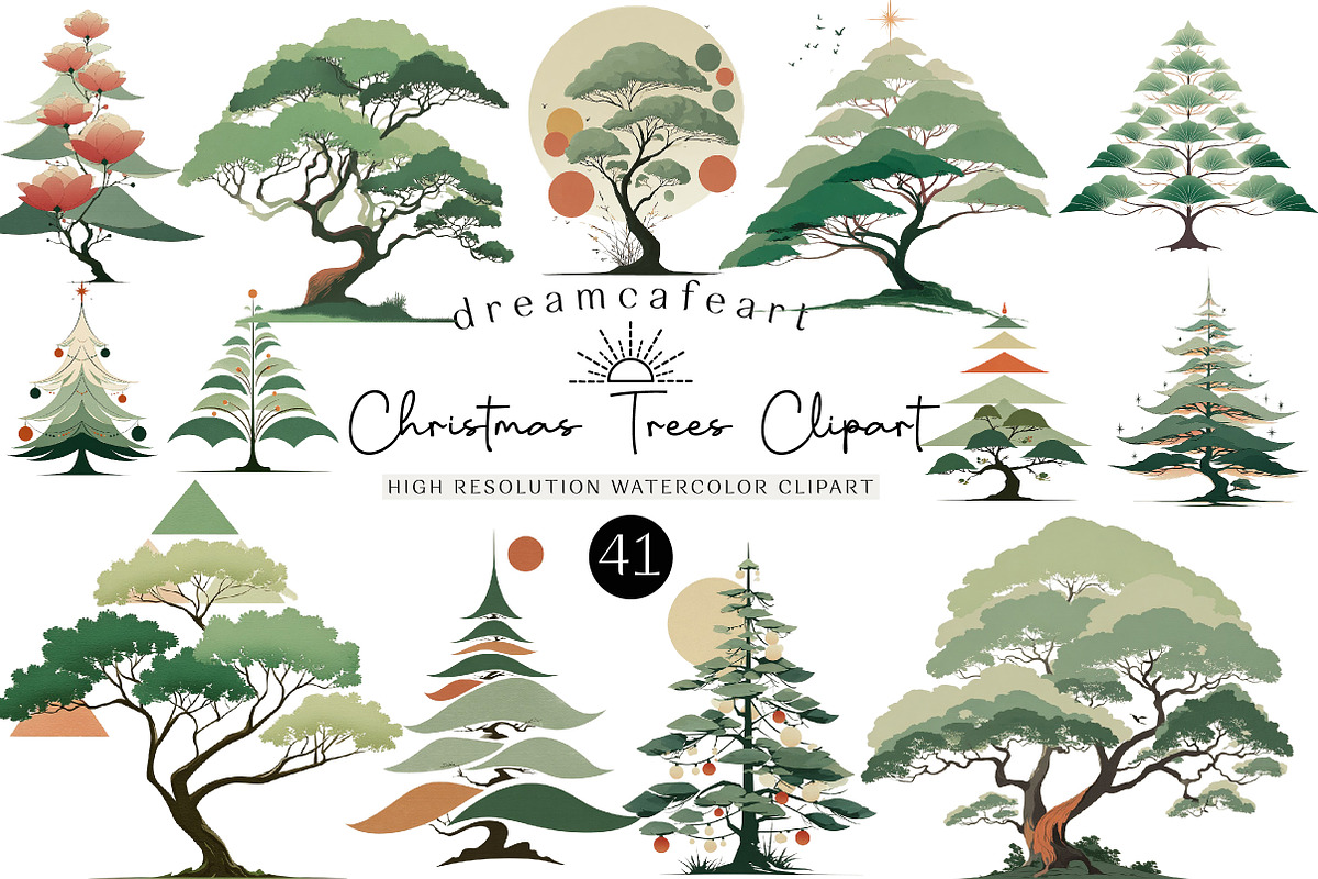 Christmas Trees PNG Bundle, an Illustration by DreamCafeArt (Photo 1 of 6)