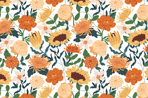 Autumn Flowers Seamless Patterns