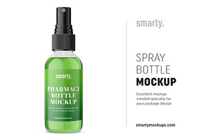 Transparent Spray Bottle Mockup