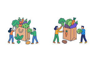 People carrying fresh vegetables, a Food Illustration by ZinetroN