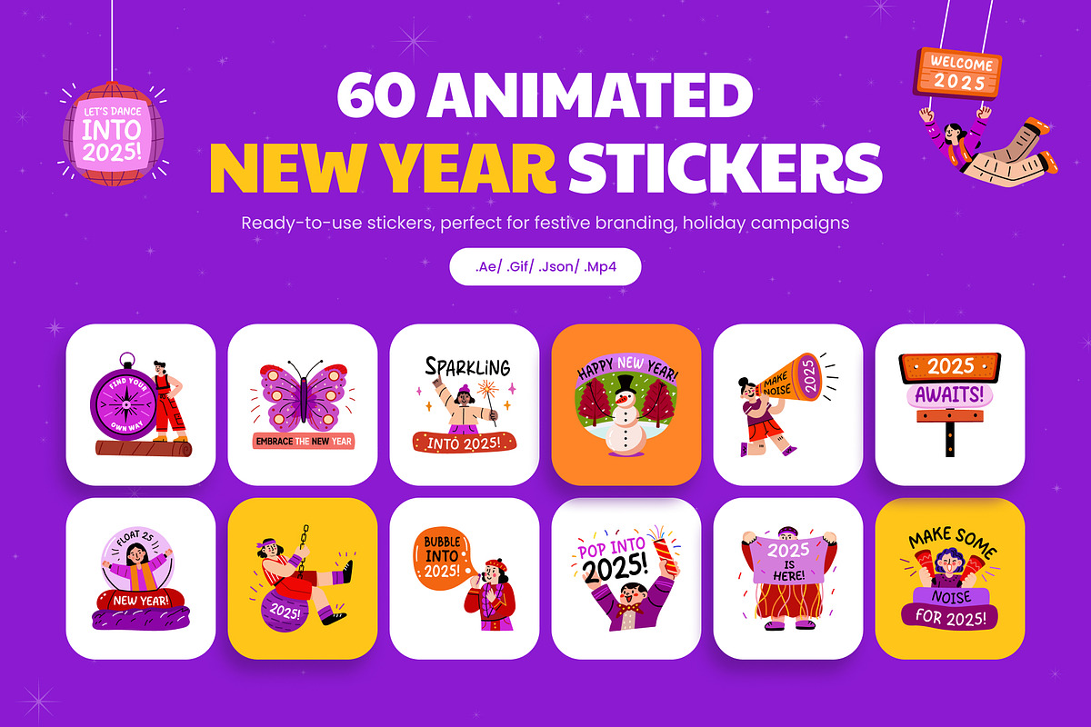 Animated New Year Stickers, an Emoji Icon by Creative Stall (Photo 1 of 5)