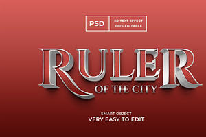 Ruler Red 3d Text Style Effect Psd