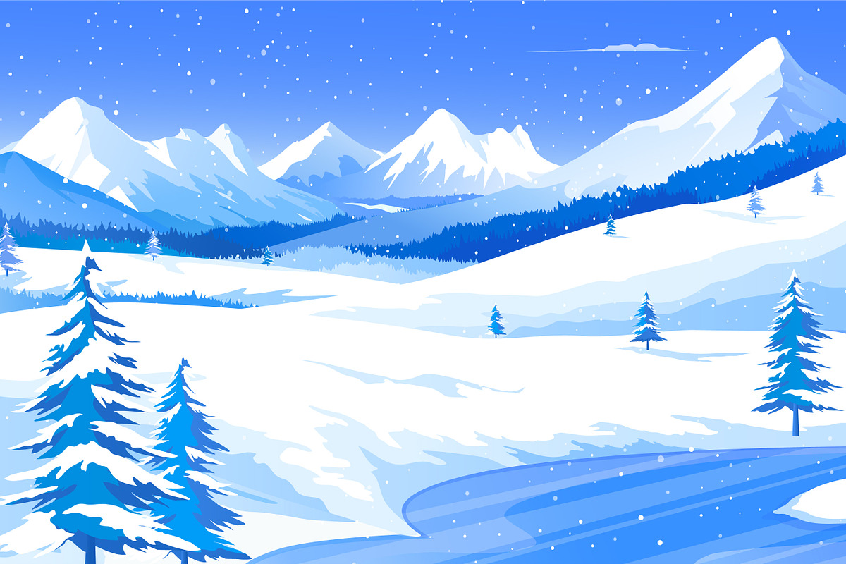 Mountains Winter Landscape, an Object Illustration by Aghadhia
