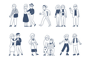 Doodle elderly characters. Old, a Sport Illustration by LadadikArt