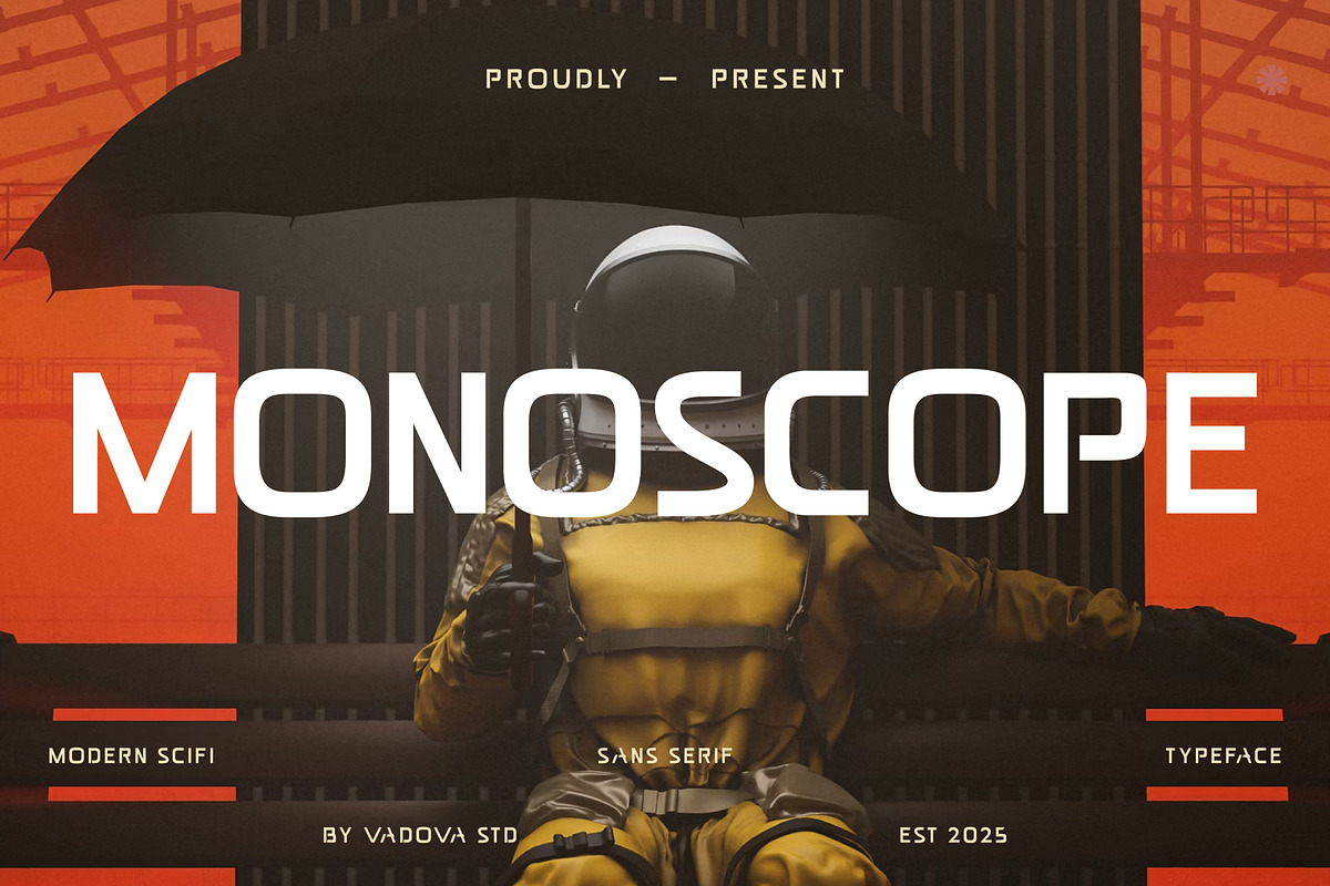 Monoscope – Modern Sci-Fi Sans Serif, a Sans Serif Font by Vadovastd (Photo 1 of 7)