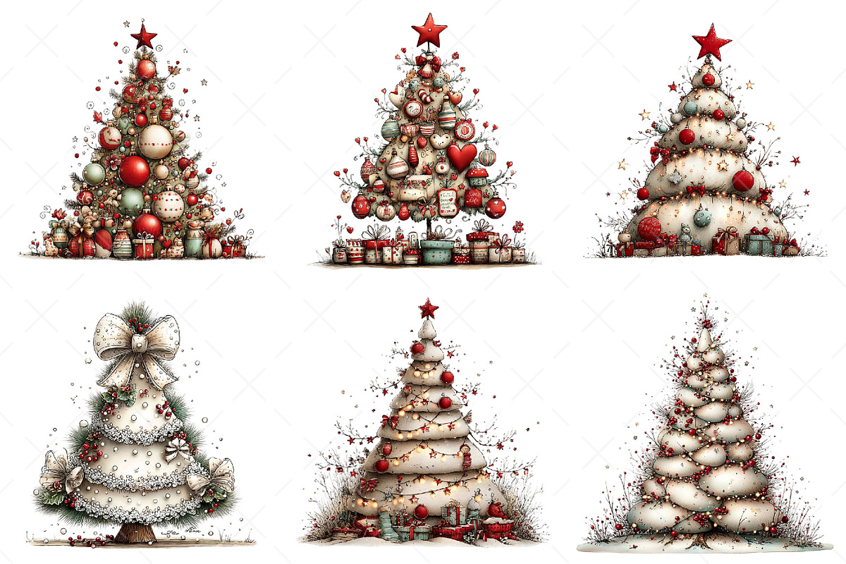 Whimsical Christmas Tree Clipart Png, an Illustration by Craft Nest (Photo 7 of 10)