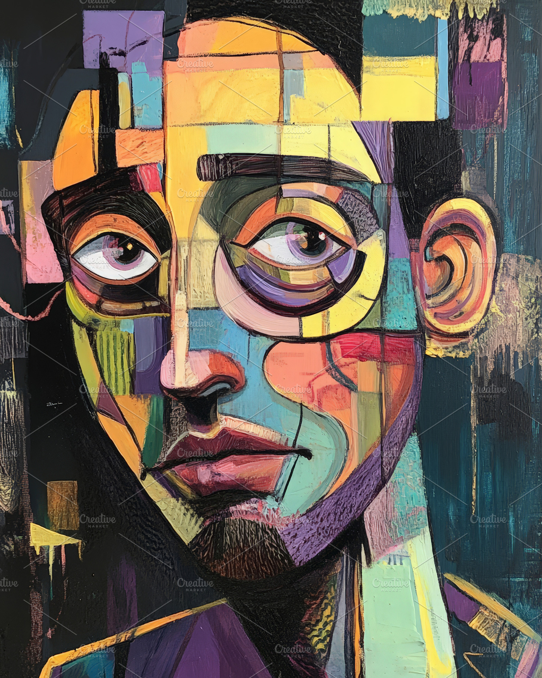 Fragmented Gaze Portrait Painting, an Abstract Photo by Hamza067