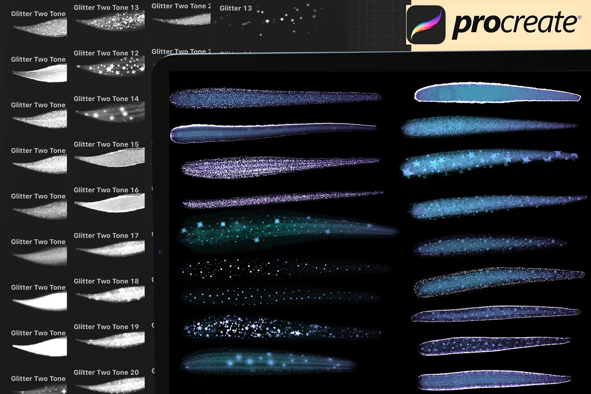 70+ Procreate Glitter Brushes, a Brush Add-On by DrawingStoryShop (Photo 4 of 6)