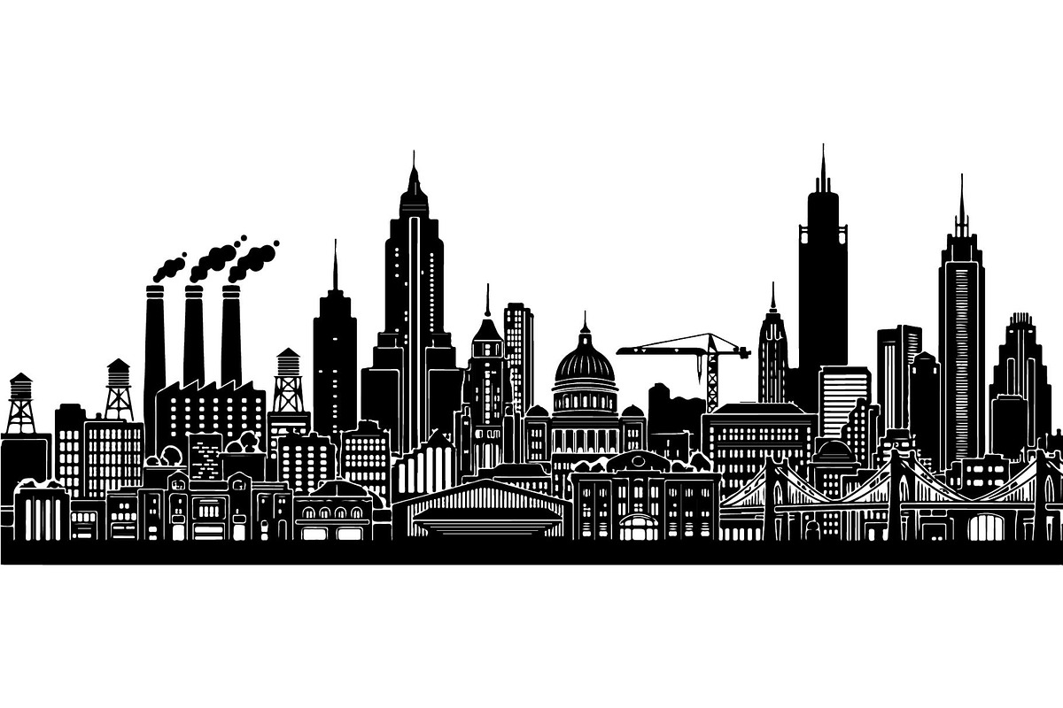 Modern City Skyline Silhouette, an Object Graphic by Creativeshirt (Photo 19 of 20)