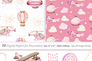 Watercolor Air Transport Clipart, a Transportation Illustration by TitaLivingArt (Thumbnail 9 of 10)