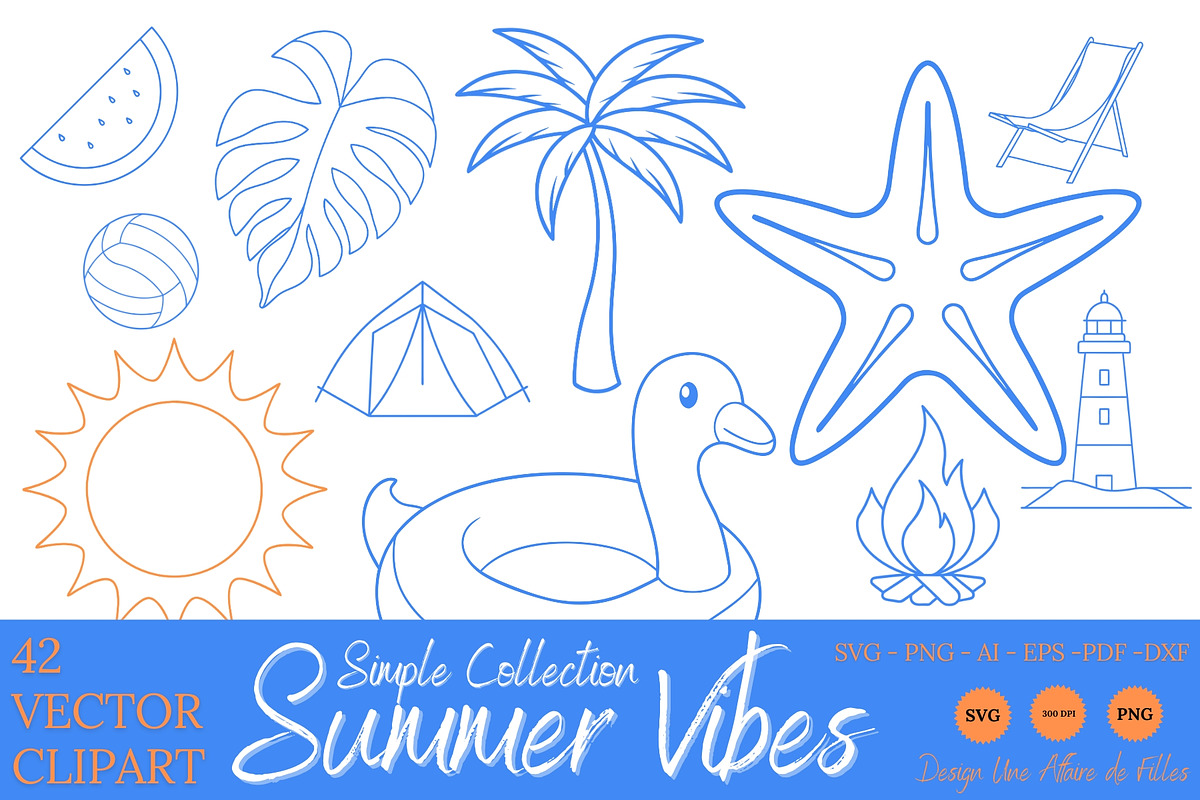 SUMMER VIBES - Simple - 42 Vectors, a Seasonal Illustration by Une Affaire de Filles (Photo 1 of 3)