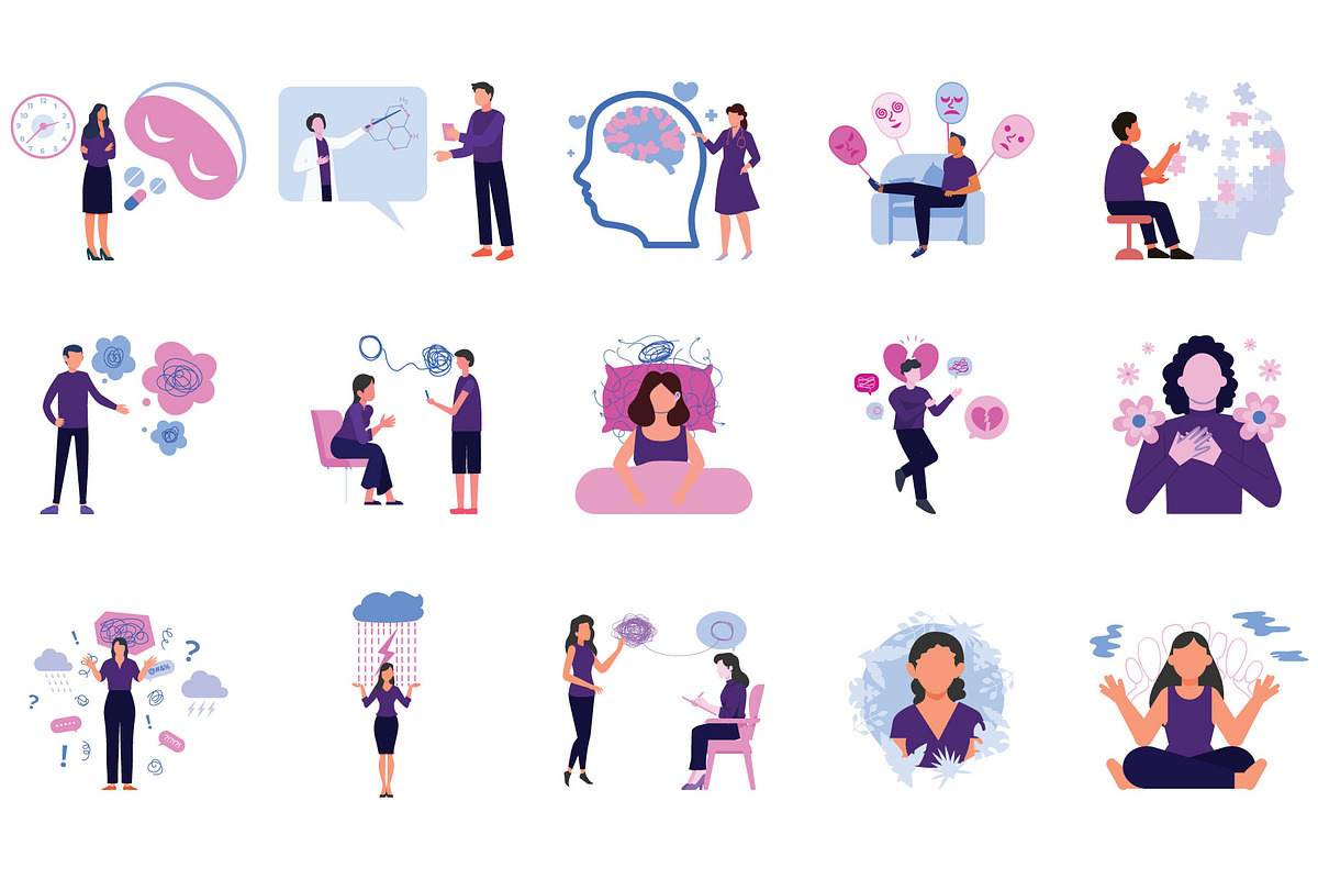 Mental Health Digital Illustrations, an Illustration by Vector Portal (Photo 2 of 6)