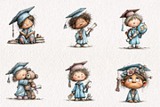 Whimsical Graduation Kids Clipart, an Animal Illustration by CreationArt (Thumbnail 2 of 4)