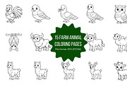 15 Cute Kawaii Animal Coloring Pages, an Animal Illustration by Annudesign (Thumbnail 1 of 9)