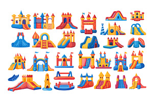 Inflatable castles cartoon vector, an Illustration by Onyx