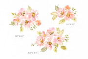 Watercolor Pink Flowers Green Leaves, an Illustration by GraphicsDish (Thumbnail 3 of 4)