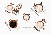Watercolor Coffee Clipart Set, an Illustration by MiracleArtAndDesign (Thumbnail 4 of 4)