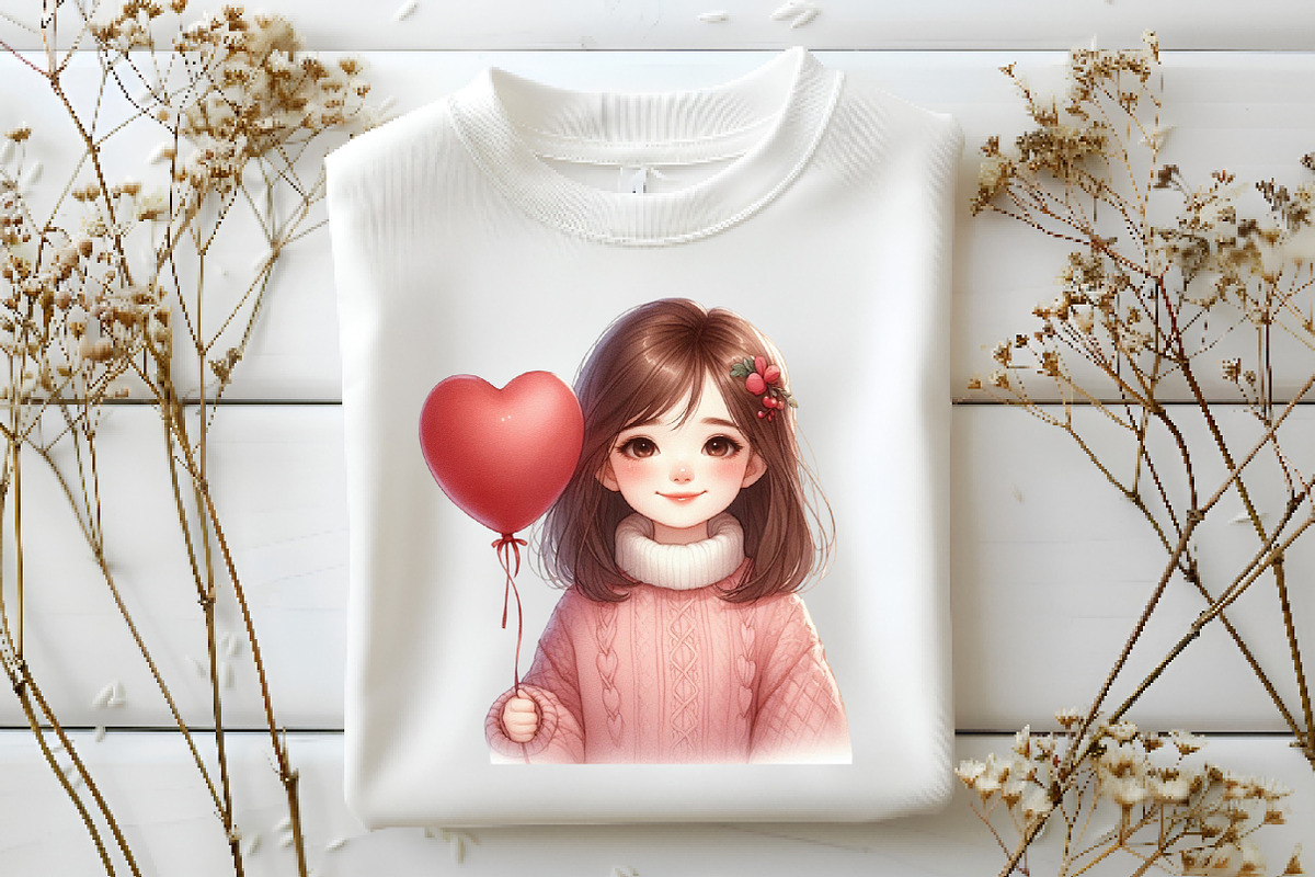 Valentine cute girl Clipart, an Illustration by DreamArtGraphic (Photo 6 of 6)
