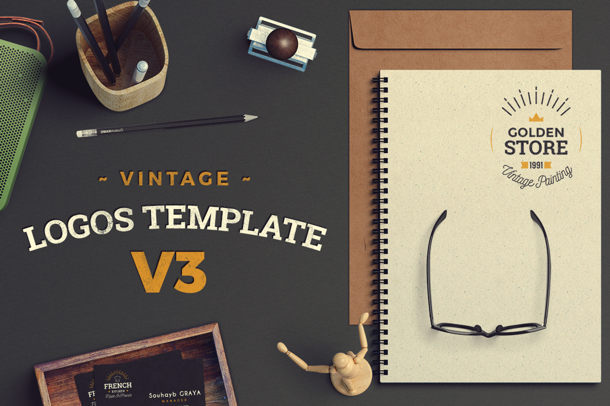 Vintage Logos Template Bundle V3, a Branding & Logo Template by SoubArt (Photo 1 of 7)
