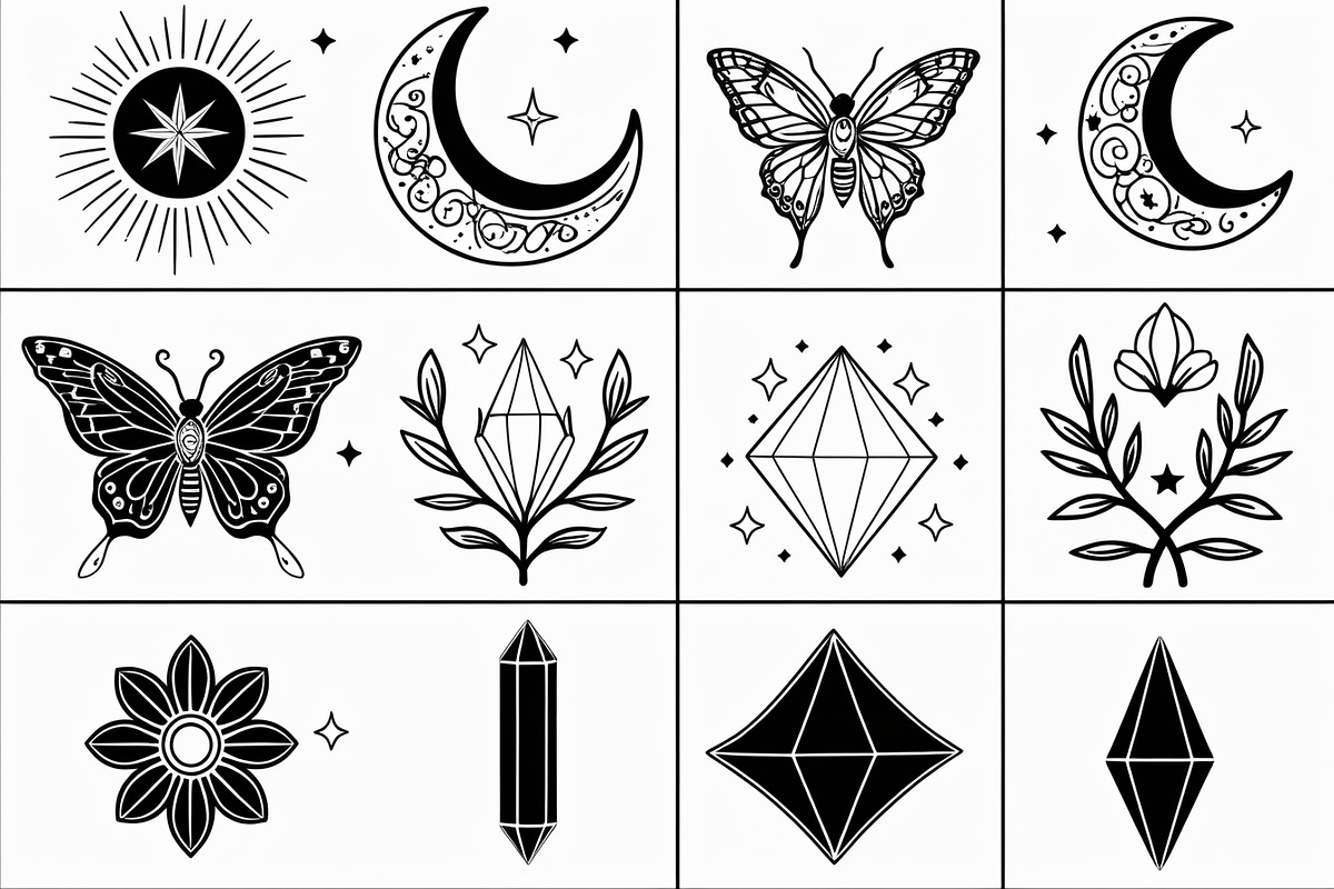 Mystic Boho Crystal & Nature Icons, an Illustration by Designer_Momina (Photo 2 of 7)