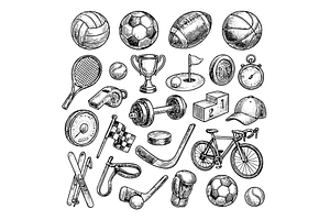 Vintage Sports Icon Set, an Object Graphic by nikagraphic