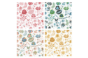 Floral Seamless Pattern Set. Floral