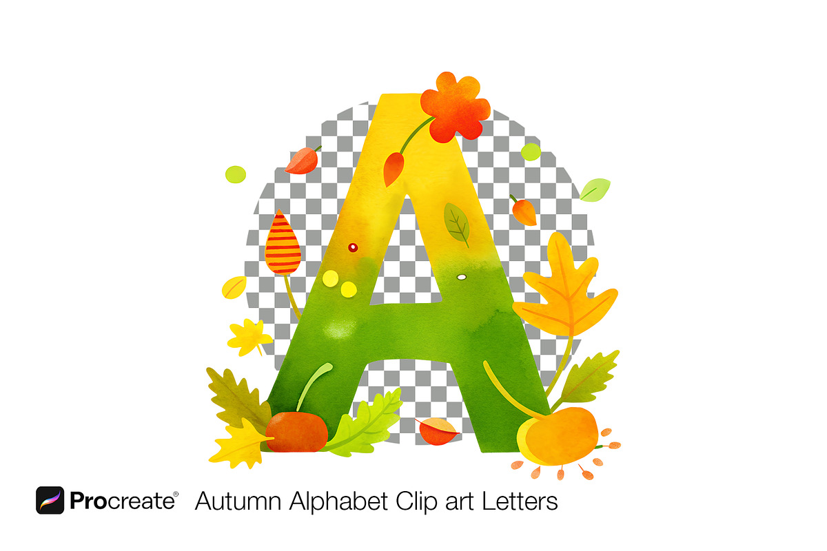 Autumn Alphabet Clipart – Hand-Paint, an Object Illustration by crafty (Photo 3 of 13)
