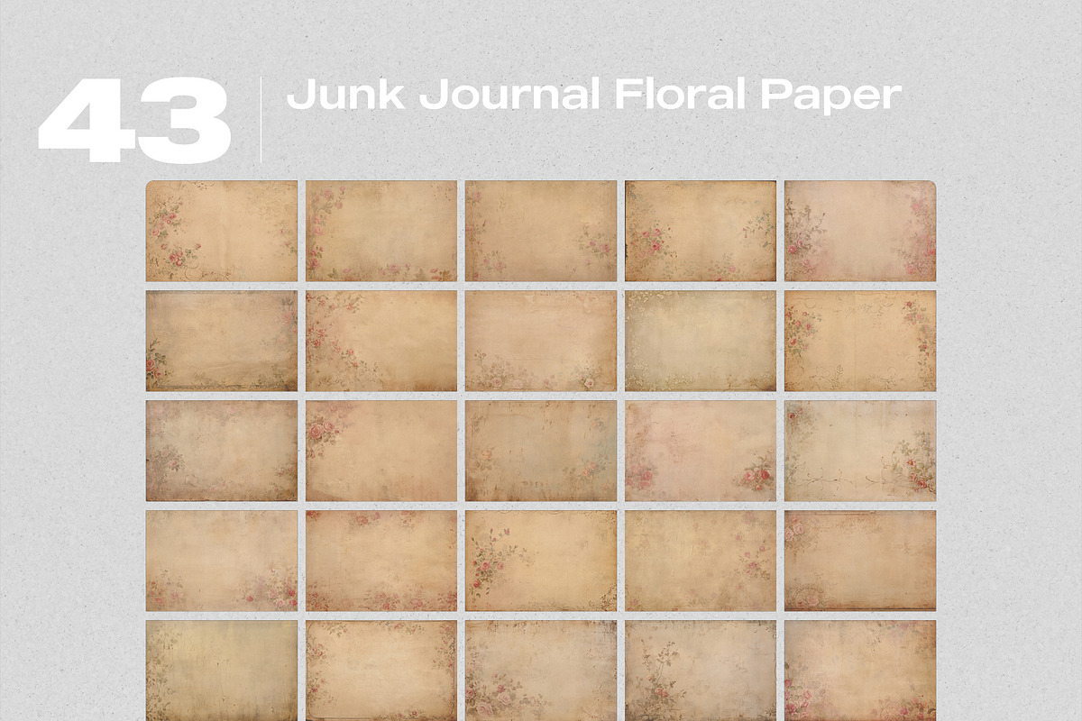 Junk Journal Floral Paper Overlays, a Brushes & More by PhotoSpirit (Photo 8 of 8)
