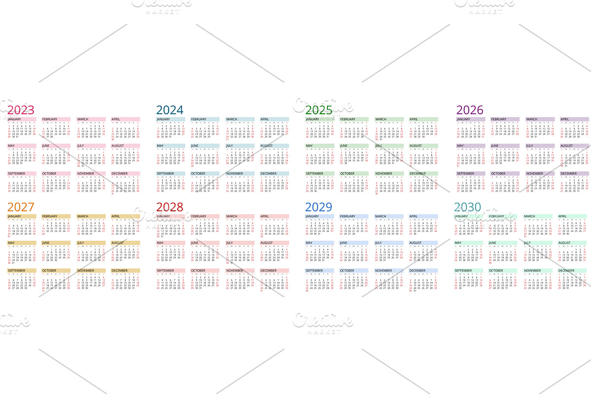 Calendar Planner 2023, 2024, 2025, a Texture Graphic by Golden Sikorka