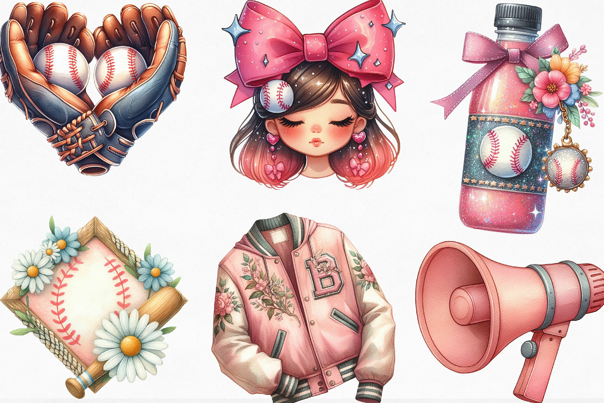 Retro Girly Baseball Sublimation, an Illustration by Designking (Photo 3 of 4)
