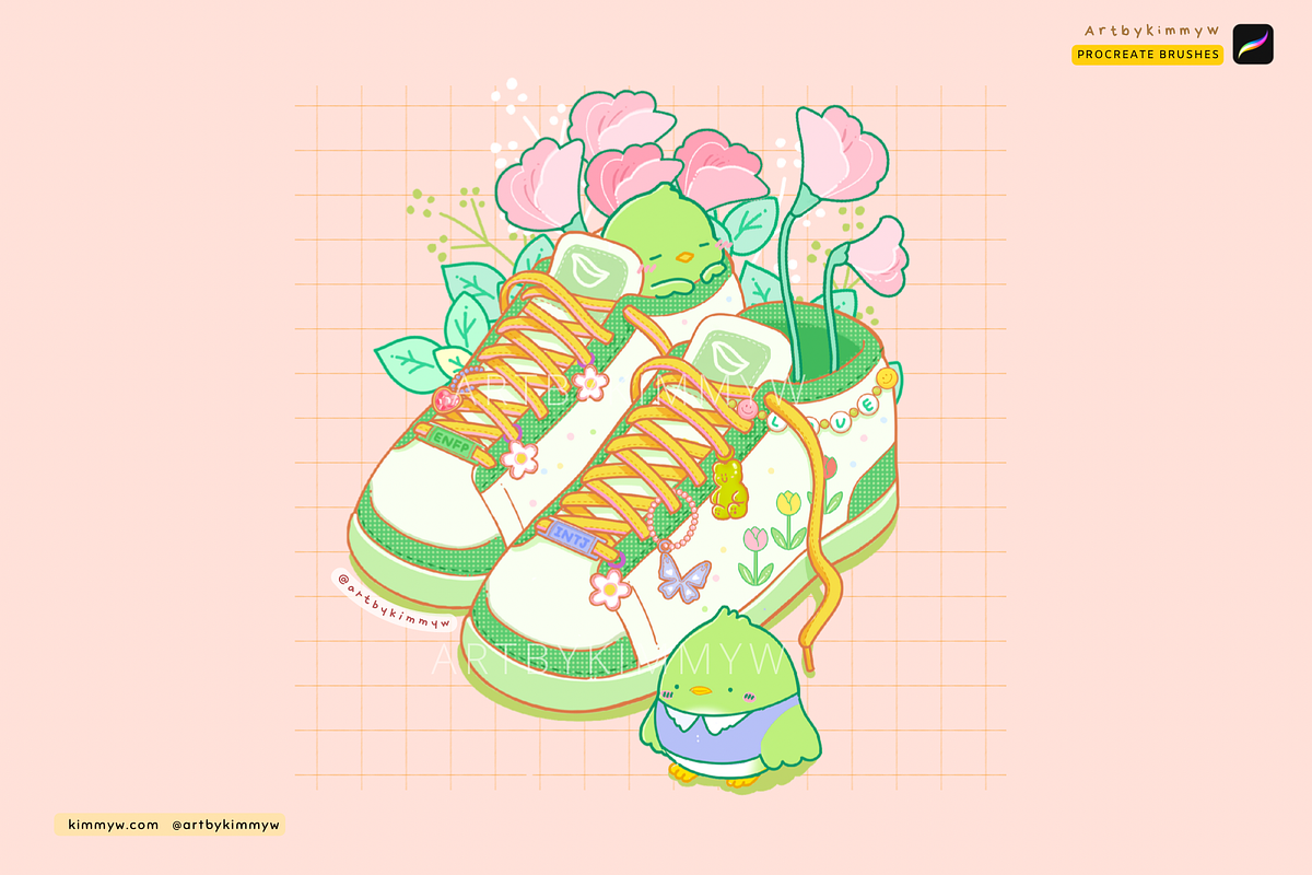Procreate Kawaii Sneaker Brush Pack, a Brush Add-On by Artbykimmyw (Photo 3 of 9)