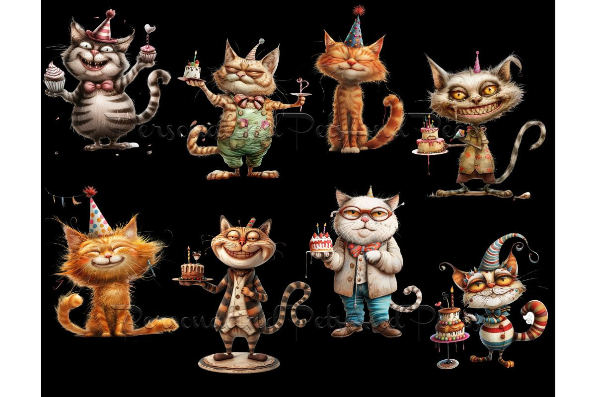 158 Whimsical Quirky Cat Clipart, an Animal Illustration by Art Paradise Studios (Photo 4 of 8)