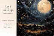 12 Golden Starry Night Backgrounds, a Background Graphic by PixelJungle (Thumbnail 2 of 4)
