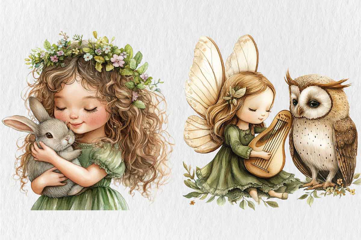 Fairy Girls Forest Animals Clipart, an Illustration by Rose Art (Photo 2 of 5)