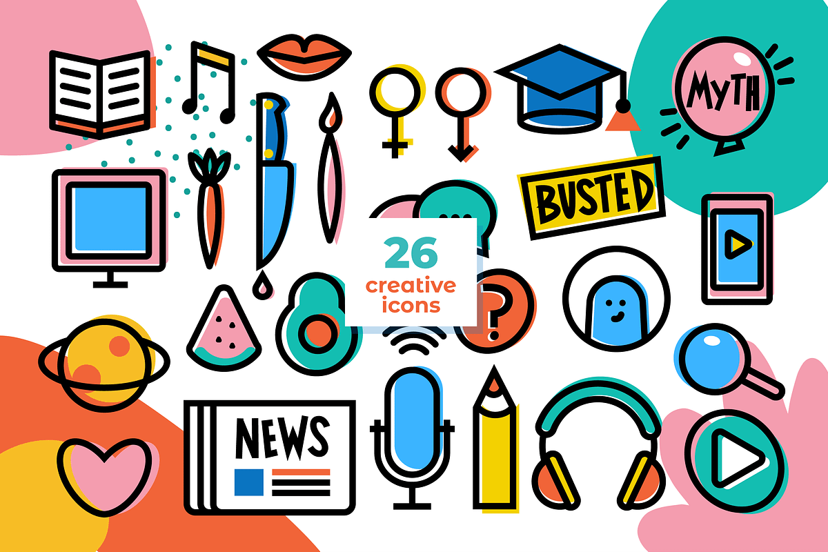 Podcast cover icons set, an Outline Icon by PixelAesthetic (Photo 2 of 5)
