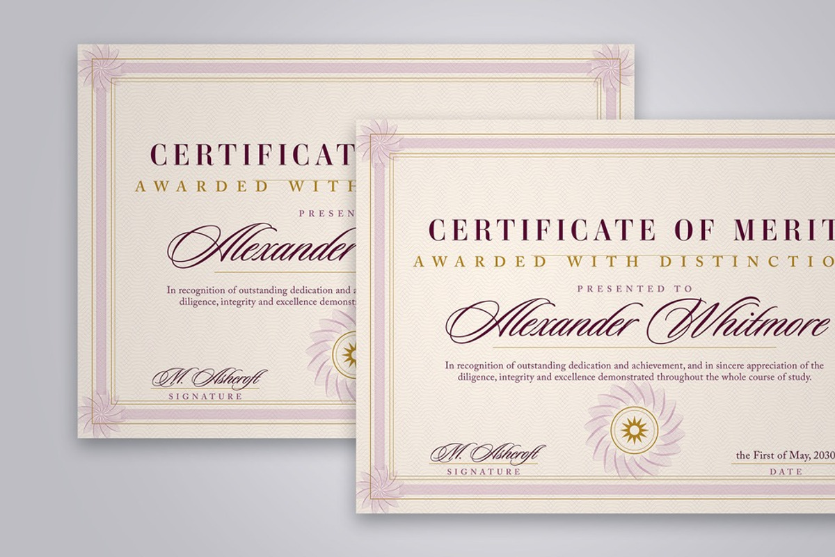 Burgundy Award Certificate Template, a Stationery Template by DesignerCandies (Photo 3 of 4)