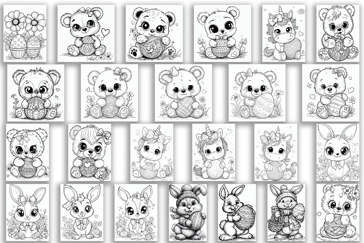 Cute animals |Easter Coloring, an Animal Illustration by ElenazlataArt (Photo 5 of 5)