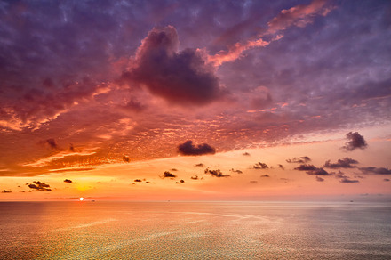 beautiful morning sky with fluffy clouds