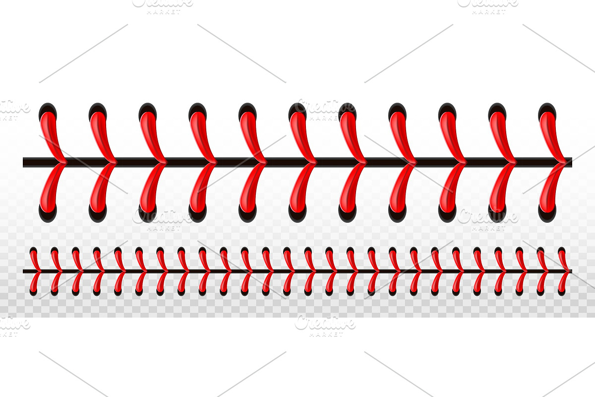 Baseball ball stitche, red lace seam, an Object Illustration by HAPPY VECTOR