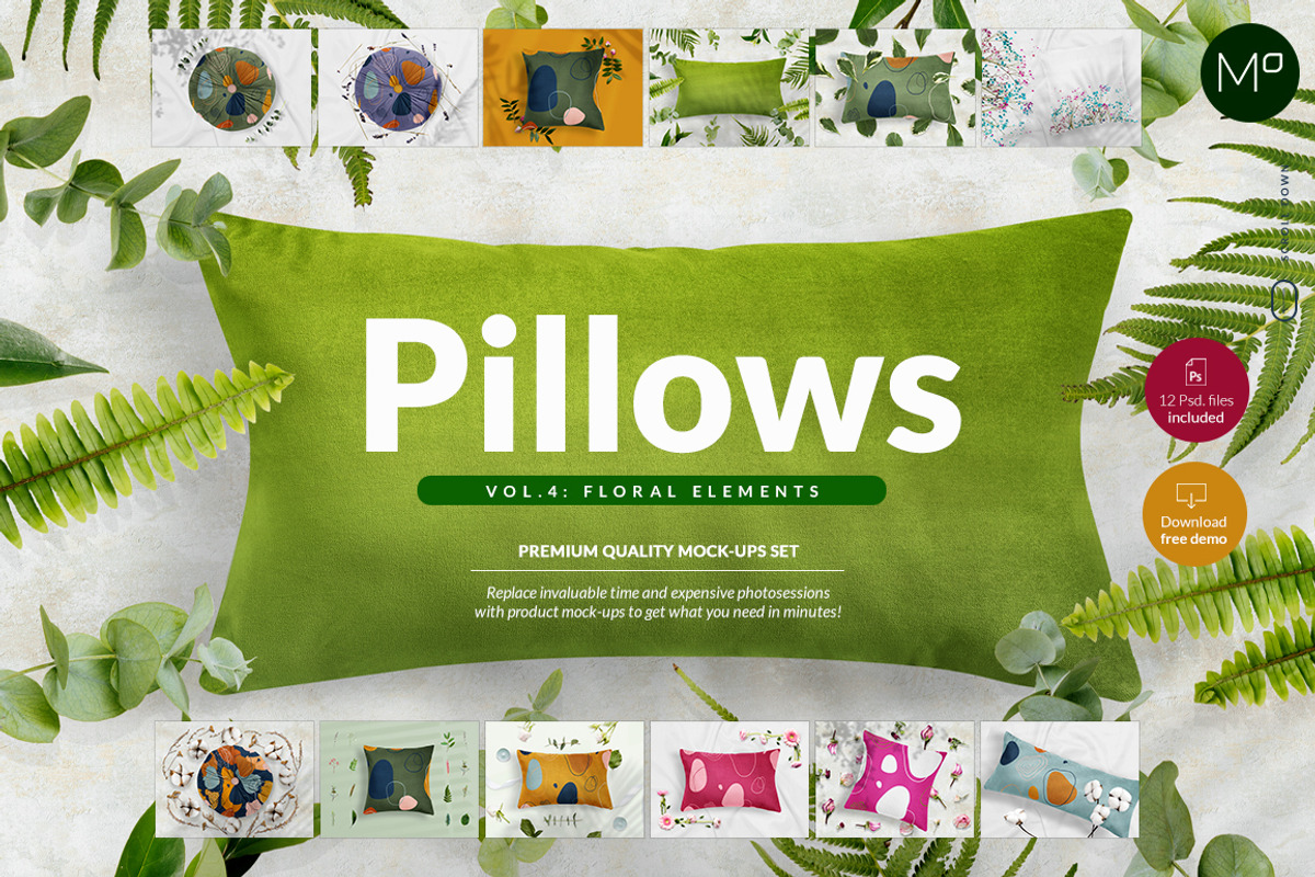 Pillows vol.4: with floral elements, a Print Template by Mocca Mockups Store (Photo 3 of 29)